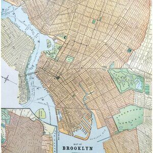 1895 Brooklyn New York City Map Victorian Antique Geography History DWYY10A